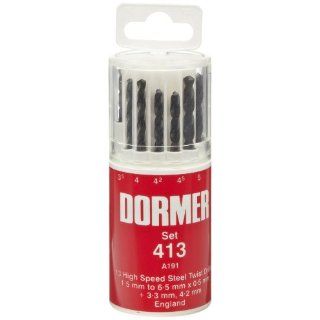 Dormer A191 High Speed Steel Jobber Length Drill Bit Set with Plastic Case, Black Oxide Finish, 118 Degree Conventional Point, Metric, 13 piece, 1.5 mm to 6.5 mm in 0.5 mm Increments + 3.3, 4.2 mm: Industrial & Scientific