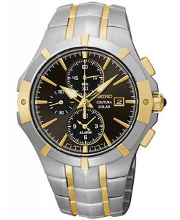 Seiko Mens Chronograph Coutura Solar Two Tone Stainless Steel Bracelet Watch 41mm SSC198   Watches   Jewelry & Watches