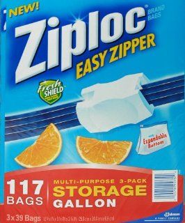 Ziploc Easy Zipper Gallon Storage Bags, 117 bags: Health & Personal Care
