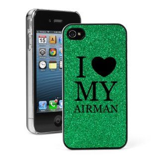 Green Apple iPhone 4 4S 4G Glitter Bling Hard Case Cover G514 I Love My Airman Air Force: Cell Phones & Accessories