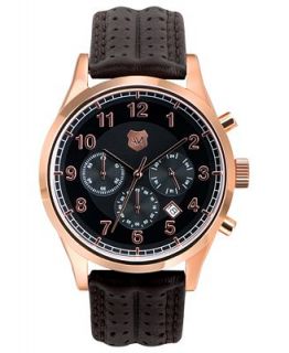 Andrew Marc Watch, Mens Chronograph Club Blazer Brown Leather Strap 44mm A10202TP   Watches   Jewelry & Watches