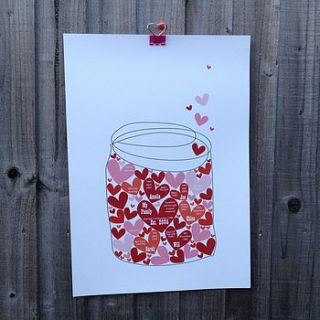 personalised family jar of hearts print by halfpinthome