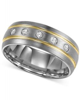 Triton Mens Titanium Ring, Three Diamond Wedding Band (1/10 ct. t.w.)   Rings   Jewelry & Watches