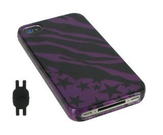 Purple Star Zebra Design Hard Snap On Case Cover with Shoe Silicone Pouch for Nike+ iPod Sensor for Apple iPhone 4 (Fits AT&T & Verizon): Cell Phones & Accessories