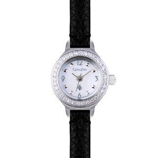 [ MILTON STELLE ] NEW Leather Strap Women's Watch Black Band_White Dial MS104 S: Watches