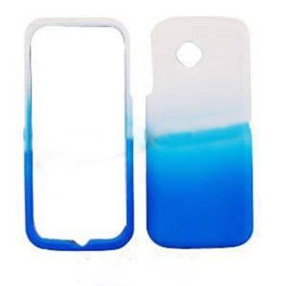 RUBBER COATED HARD CASE FOR LG VM 101 / LG102 RUBBERIZED TWO COLOR WHITE BLUE: Cell Phones & Accessories