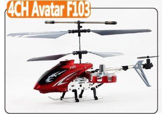 F103 Avatar 4ch Gyro LED Mini Rc Helicopter Metal Red: Toys & Games