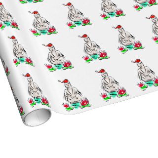 Santa Buddha with Santa Hat Wrapping Paper