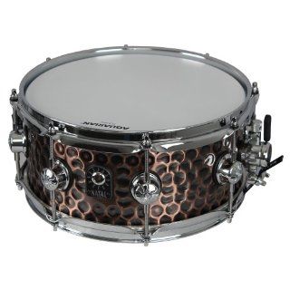 Natal Drums Hand Hammered 12x5.5 Metal Snare Drum   Dark Copper: Musical Instruments