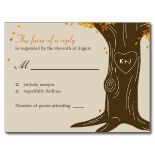 Oak Tree Fall Wedding RSVP Postcard Post Cards