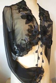 black grey roses chiffon bolero by ewa morawski textiles