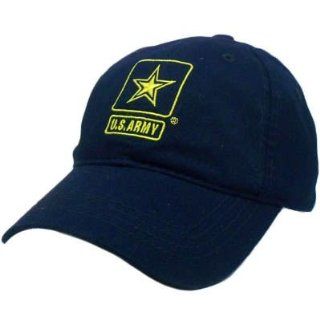 HAT CAP UNITED STATES US ARMY MILITARY STAR NAVY BLUE YELLOW GARMENT WASH VELCRO  Sports Related Merchandise  Sports & Outdoors