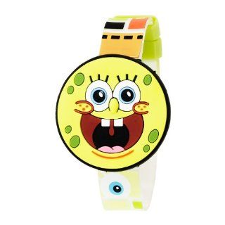 SpongeBob SquarePants Kids' BP020T Yellow Plaid Digital LCD Watch with Interchangeable Strap and Tops Gift Set: Watches