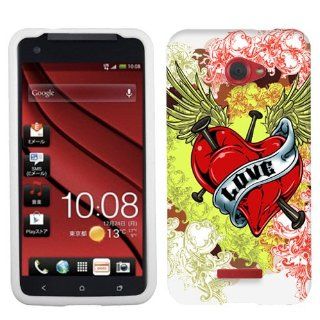 HTC DROID DNA Love Heart Tatto on White Cover Case: Cell Phones & Accessories