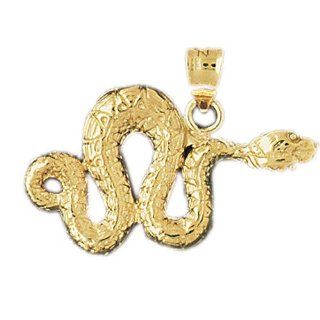 14K Yellow Gold Boa Constrictor Snake Pendant: Jewelry