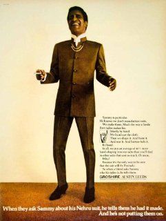 1968 Ad Nehru Suit Sammy Davis Jr Groshire Austin Leeds Tailor Men 60s Fashion   Original Print Ad  
