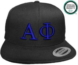 ALPHA PHI Flat Brim Snapback Hat Royal Letters / Alpha Phi  Fraternity Cap: Clothing