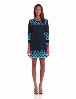 Anna Sui Women's Check and Snowflake Sweater Dress, Blue, Petite/Small