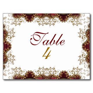 Vintage burgundy gold "table number" No. 4 Postcard