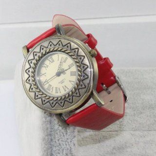 LeexGroup 2014 Luxury Fashion New Quartz Vintage Leather Roman Number Wrap Wrist Watch for Women Ladies Red: Watches