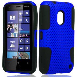 Dual Layer Plastic Silicone Perforated Blue On Black Hard Cover Snap On Case For Nokia Lumia 620 (StopAndAccessorize) Cell Phones & Accessories