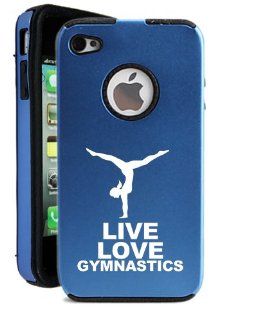 SudysAccessories Live Love Gymnastics iPhone 4 Case iPhone 4S Case   MetalTouch Blue Aluminium Shell With Silicone Inner Protective Designer Case: Cell Phones & Accessories