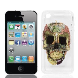 Clear TPU Plant Skull Pattern Case Cover Shell for iPhone 4G 4S 4GS 4: Cell Phones & Accessories