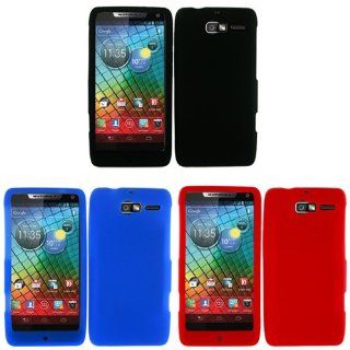 iFase Brand Motorola Droid RAZR M XT907 Combo Solid Black Silicon Skin Case Faceplate Cover + Solid Blue Silicon Skin Case Faceplate Cover + Solid Red Silicon Skin Case Faceplate Cover for Motorola Droid RAZR M XT907: Cell Phones & Accessories