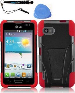 IMAGITOUCH(TM) 3 in 1 Bundle For LG Optimus F3 MS659 T Stand Cover   Black+Red + IMAGITOUCH(TM) Touch Screen Stylus Pen with TRI Removal Tool Case Opener: Cell Phones & Accessories