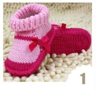 1pair Crochet Baby Toddler Shoes Baby Girl Crochet Knit Shoes 9cm Shoes