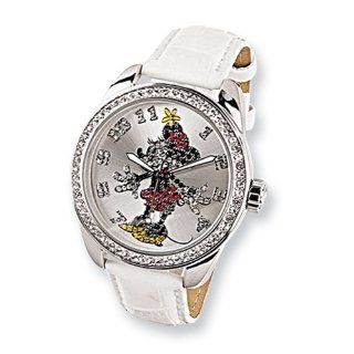 Disney Ingersoll Minnie Mouse Swarovski White Strap Watch: Ingersoll: Jewelry
