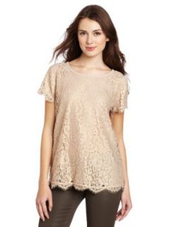 Joie Women's Marella Metallic Foil With Lace Blouse, Mushroom/RoseGold, Small at  Womens Clothing store