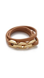 Tory Burch Chain & Leather Triple Wrap Bracelet