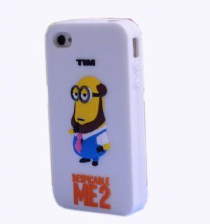 Angelseller XKM New Lovely 3D Cartoon Despicable Me Minions Henchmen Pattern Soft Silicone Case Cover Skin Compatible for IPhone 4 4G 4S (Style B)+ Gift Randomly presented six home key Sticker: Cell Phones & Accessories