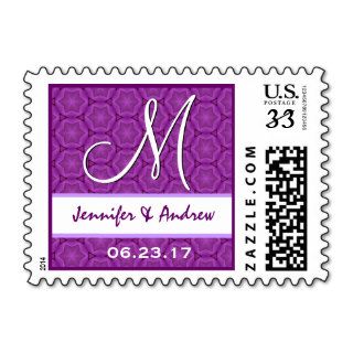 Rich Orchid Purple Stars Monogram Post Card Postage Stamp