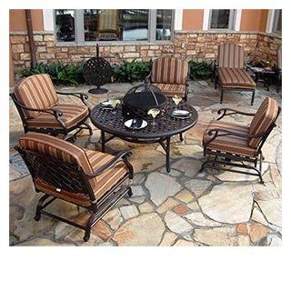 Baywood 8 pc All Inclusive Collection Includes: 4 Motion Club Chairs, Chat Table w/Firepit /Ice Bucket Option, 2 Loungers and Side Table : Outdoor And Patio Furniture Sets : Patio, Lawn & Garden