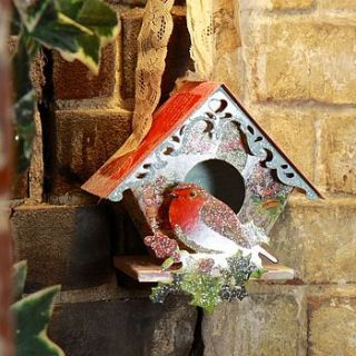 decoupage paper bird house with robin by lisa angel homeware and gifts