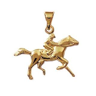 So Chic Jewels   18K Gold Plated Horse Racing Jockey Equitation Pendant: So Chic Jewels: Jewelry