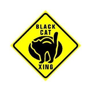 BLACK CAT CROSSING animal pet scary sign   Yard Signs