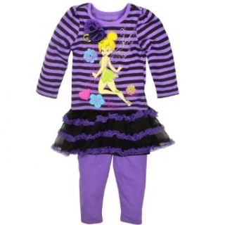 Disney Fairies Toddler Girls Tinkerbell 2 piece T shirt & Skeggings Set 2T Purple: Clothing