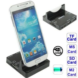 All in 1 Read Card + 2 Ports USB 2.0 HUB Dock Charger Adapter for Samsung Galaxy S IV / i9500 / i9300 / Note II / N7100 / Micro USB Smart Phone, Support SD / TF / MS/ M2 Card: Cell Phones & Accessories