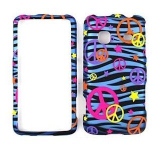 PEACE SIGN BLUE/BLACK ZEBRA PRINT DESIGN SNAP ON CELL PHONE CASE FACEPLATE COVER FOR Samsung Galaxy Prevail (M820): Cell Phones & Accessories