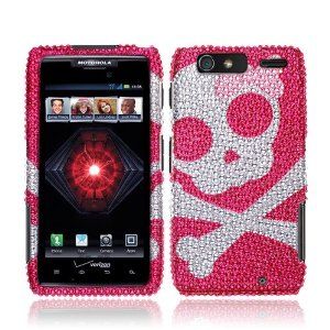 NextKin Bling Crystal Full Rhinestones Diamond Case Protector For Motorola Droid Razr Maxx XT913 XT916 XT912M, Baby Skull With Pink Bow: Cell Phones & Accessories