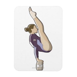 Gymnast performing double leg lift, hands on vinyl magnets