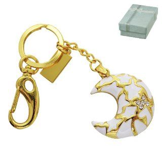 White and Gold Crystal Moon Jewelry Keychain 8GB USB Flash Drive   in Gift box   with GadgetMe Brands TM Stylus Pen and comes in GadgetMe retail packaging Computers & Accessories
