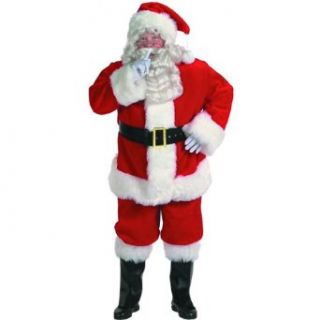 Professional Deluxe Santa Claus Suit Adult Costume Size 42 48 Standard Santa Outfit For Adult Clothing