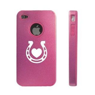 Apple iPhone 4 4S 4G Pink D2152 Aluminum & Silicone Case Cover Horseshoe Heart: Cell Phones & Accessories