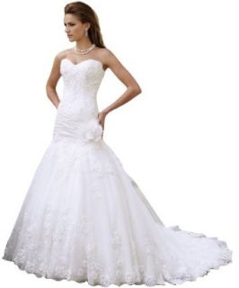 Dapene Woman/Lady Long Strapless Sweetheart A line Bridal Gown with Ruched Bodice at  Womens Clothing store: Dresses