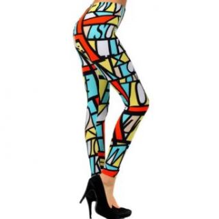 Luxury Divas Artsy Words & Color Block Fashion Print Footless Legging Tights at  Womens Clothing store