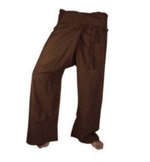 Fisherman Pants hai Fisherman Wrap Pants Trousers Yoga Massage Pregnancy Pants 100% Light Cotton Free Size Color : Brown : Sports Fan Pants : Sports & Outdoors